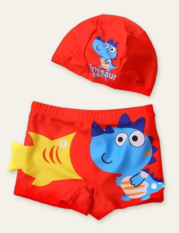 Animal Swimming Shorts + Swimming Cap - Mini Taylor